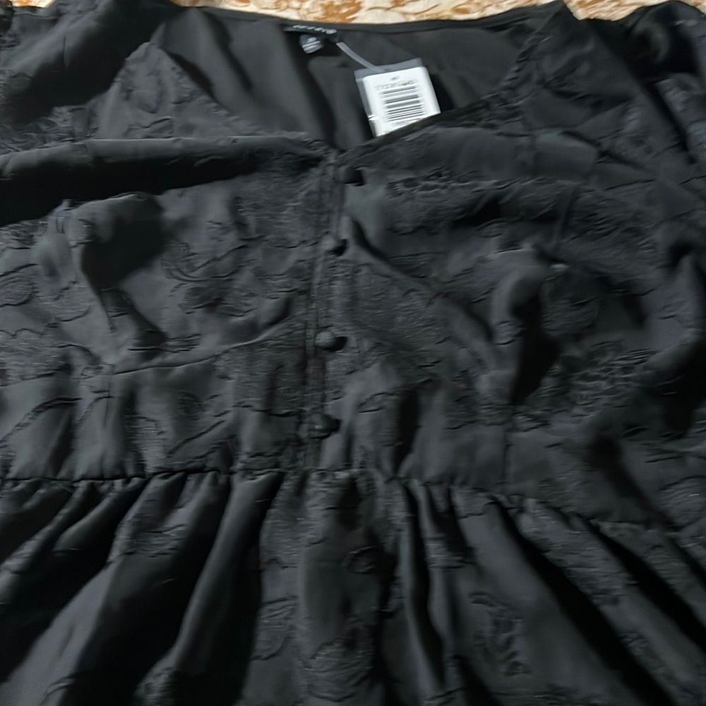 New Peplum Chiffon Clip Floral Blouson Sleeve Top - Picture 11 of 15